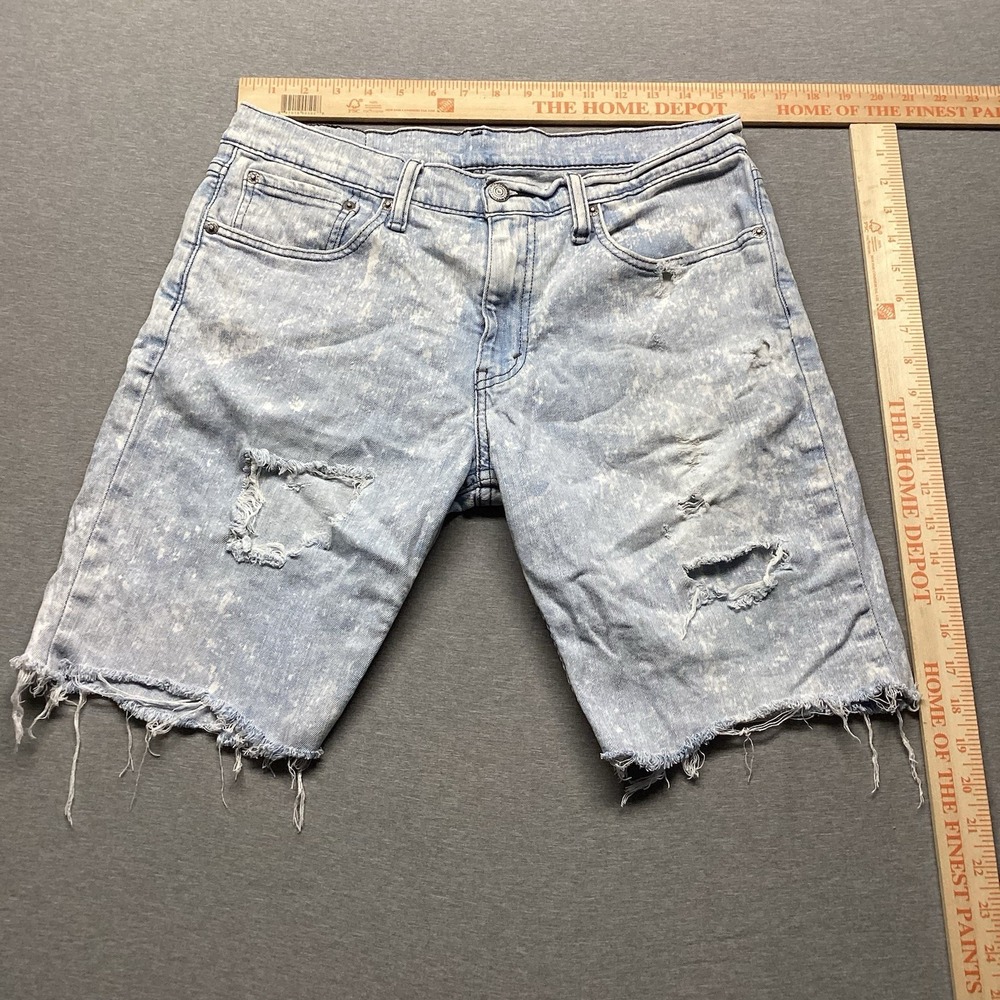 Levi's Cut Off 511 Slim Fit Size 33 Acid Wash Light Denim Frayed Hem Punk Rock